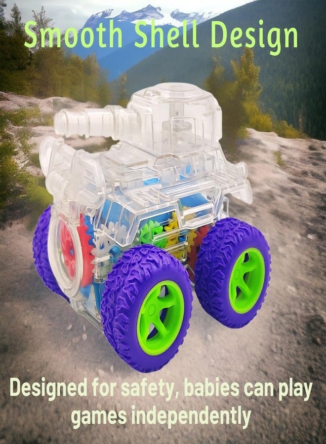 بلس بوينت دبابة صغيرة شفافة من PLUSPOINT، مزودة بإضاءة وتروس قابلة للدوران 360 درجة، لعبة ميكانيكية تحاكي التروس، هدية مثالية للأطفال من الجنسين في أعياد الميلاد، لعبة مركبة عسكرية تعمل بالاحتكاك للأطفال من الجنسين. - Image 5